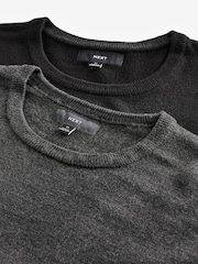 Black/Grey Crew Neck Regular Fit Soft Touch Jumpers 2 Pack - Image 11 of 11