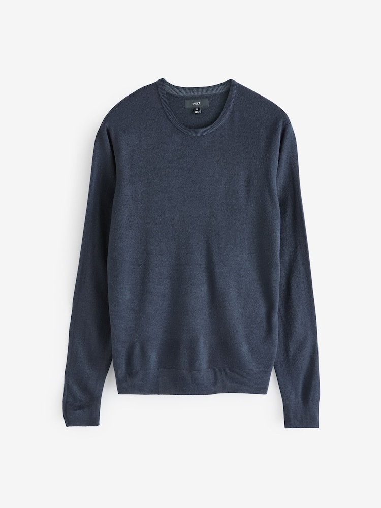 Navy Blue/Black Crew Neck Regular Fit Soft Touch Jumpers 2 Pack - Image 7 of 9