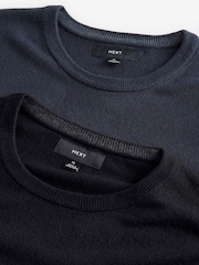 Bleu marine/noir - Col ras du cou - Lot de coupe classique Soft Touch Pull 2 - Image 8 de 9