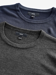 Navy Blue/Charcoal Grey Crew Neck Regular Fit Soft Touch Jumpers 2 Pack - Image 10 of 10