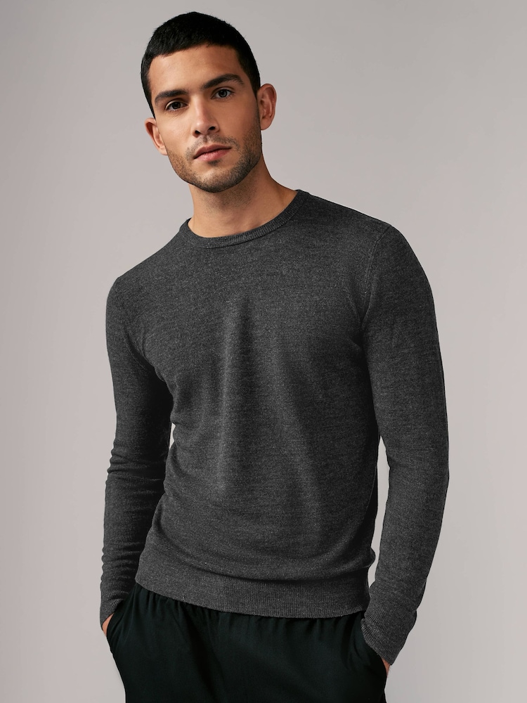 Bleu marine/gris anthracite - Col ras du cou - Lot de coupe classique Soft Touch Pull 2 - Image 5 of 10