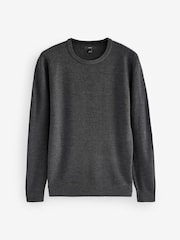 Navy Blue/Charcoal Grey Crew Neck Regular Fit Soft Touch Jumpers 2 Pack - Image 7 of 10