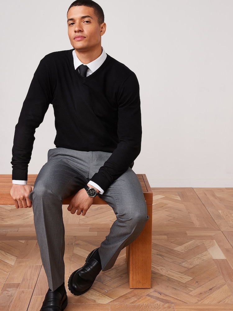 Noir - Col en V - Lot de coupe classique Soft Touch Pull 2 - Image 3 of 6