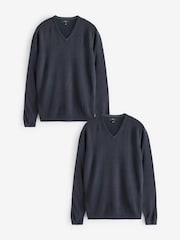 Bleu marine - Col en V - Lot de coupe classique Soft Touch Pull 2 - Image 1 de 9