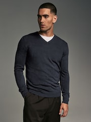 Bleu marine - Col en V - Lot de coupe classique Soft Touch Pull 2 - Image 4 de 9