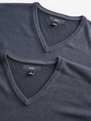Bleu marine - Col en V - Lot de coupe classique Soft Touch Pull 2 - Image 8 de 9