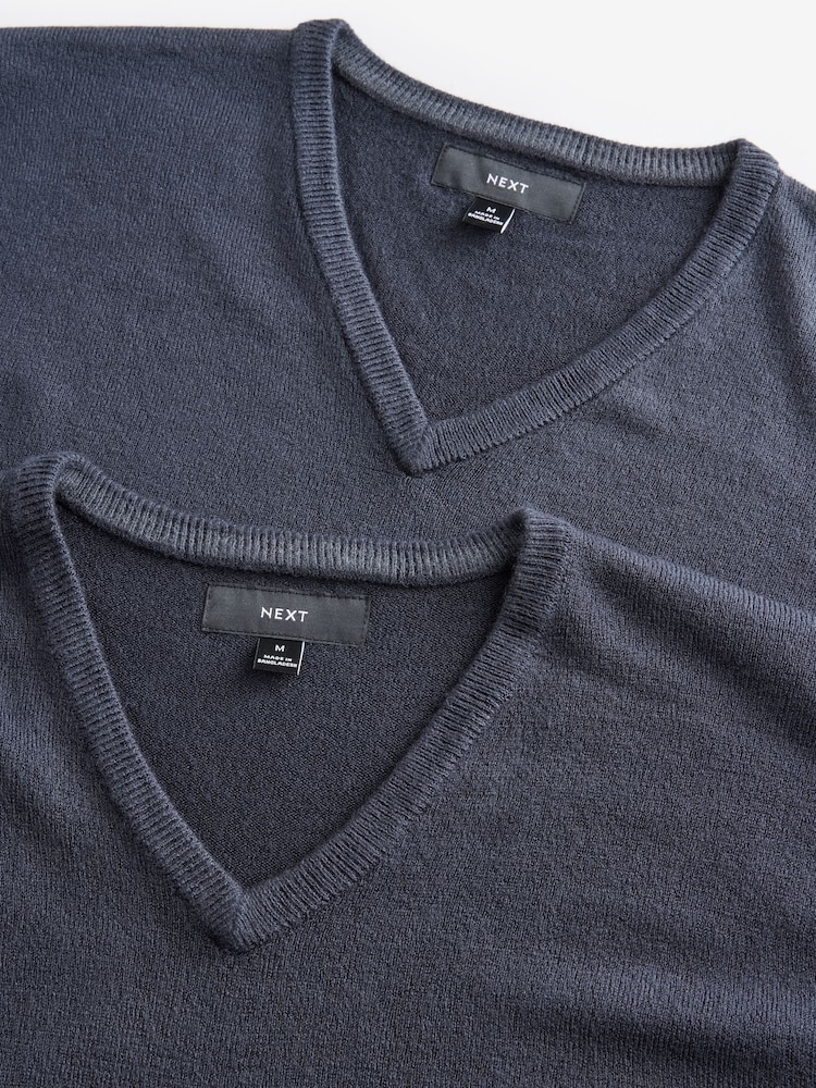 Bleu marine - Col en V - Lot de coupe classique Soft Touch Pull 2 - Image 8 of 9