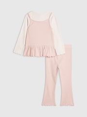 River Island Pink 2in1 Bow Rib Top & Legging Set - Image 2 of 5