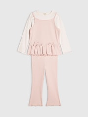 River Island Pink 2in1 Bow Rib Top & Legging Set - Image 3 of 5