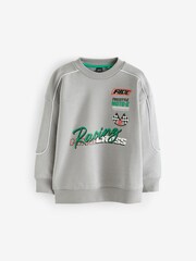 Grey Moto-X Crew Neck Sweat Top (3-16yrs) - Image 1 of 3