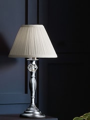 Laura Ashley Chrome Ellis Satin Painted Spindle Table Lamp - Image 1 of 5