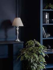 Laura Ashley Chrome Ellis Satin Painted Spindle Table Lamp - Image 2 of 5