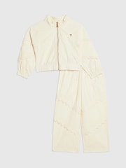 River Island Cream Lace Bomber Jacket & Joggers Set - Image 1 of 5