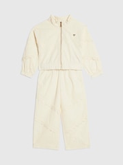 River Island Cream Lace Bomber Jacket & Joggers Set - Image 3 of 5