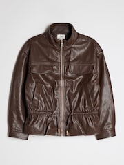 Қоңыр - River Island жасанды былғарыдан жасалған Peplum Bomber күртеше - 4суретінің 1 суреті