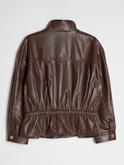 Қоңыр - River Island жасанды былғарыдан жасалған Peplum Bomber күртеше - 4суретінің 2 суреті