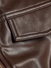 Қоңыр - River Island жасанды былғарыдан жасалған Peplum Bomber күртеше - 4суретінің 4 суреті