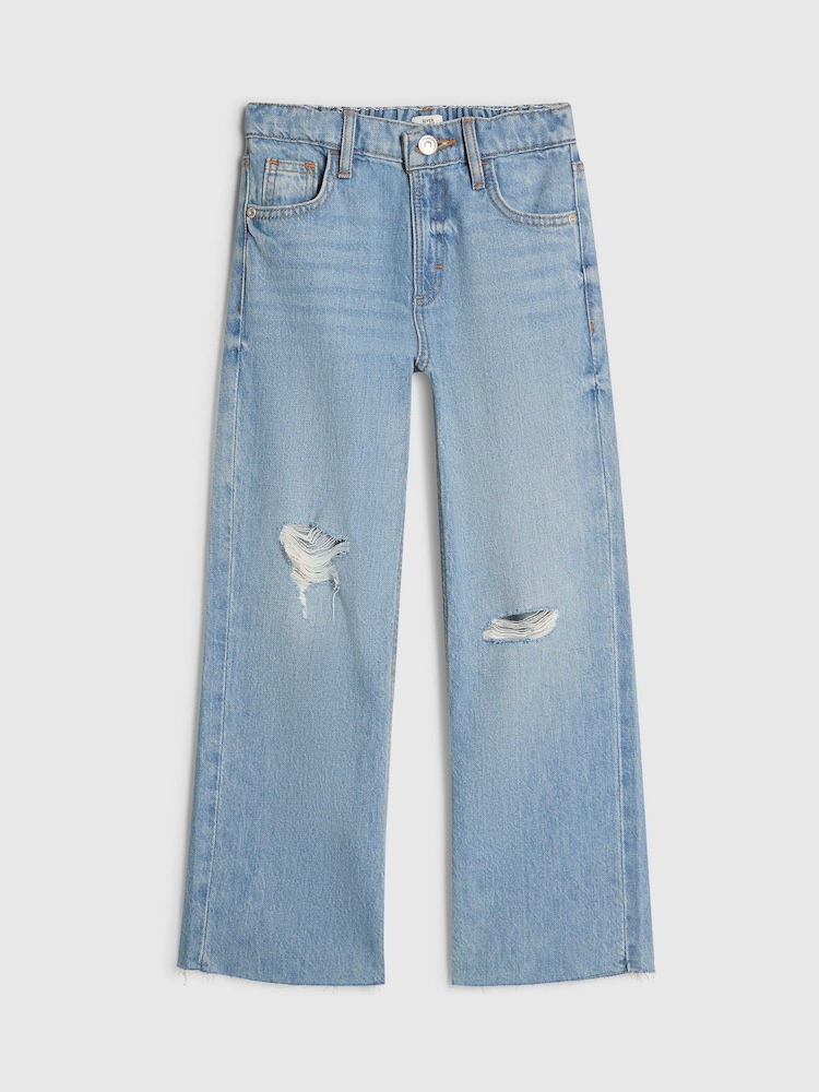 River Island Blue Ripped Straight Leg Jeans - Image 1 of 4