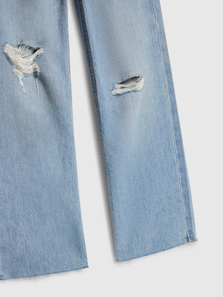 River Island Blue Ripped Straight Leg Jeans - Image 4 of 4