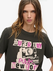 Superdry Jet Black Lo-Fi Punk Poster Relaxed 100% Cotton T-Shirt - Image 2 of 6