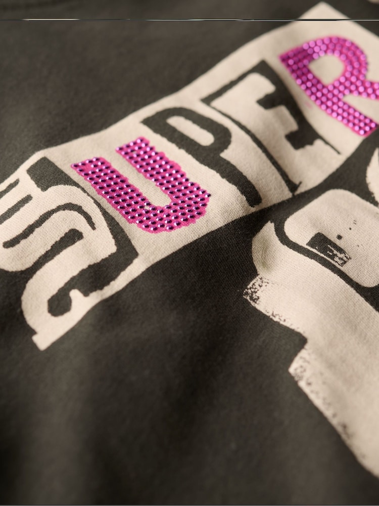 Superdry Jet Black Lo-Fi Punk Poster Relaxed 100% Cotton T-Shirt - Image 6 of 6