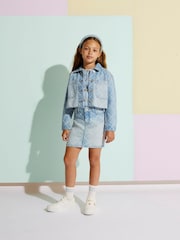 River Island Hotfix Check Denim Jacket - Bild 1 von 2