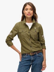 Oliva quemado - Camisa de estilo militar de algodón 100 % de Superdry - Imagen 1 de 5