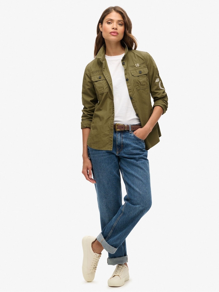 Oliva quemado - Camisa de estilo militar de algodón 100 % de Superdry - Imagen 2 de 5