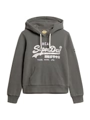 Superdry Washed Black Embellished Vl Graphic Hoodie - Image 1 of 3