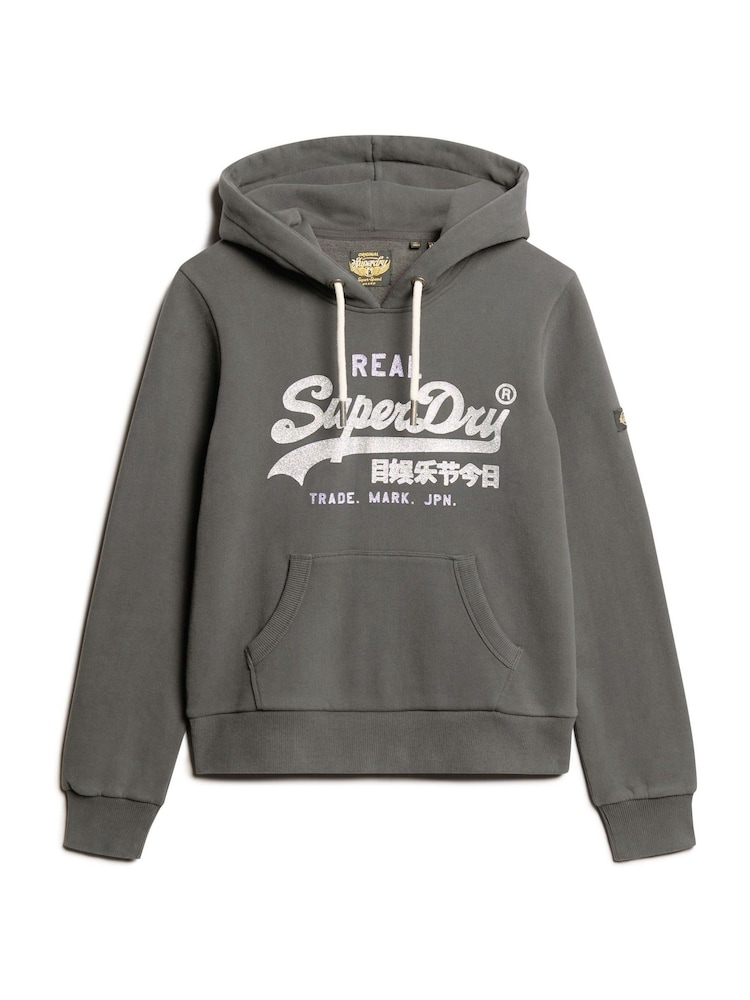 Superdry Washed Black Embellished Vl Graphic Hoodie - Image 1 of 3
