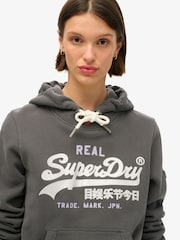 Superdry Washed Black Embellished Vl Graphic Hoodie - Image 3 of 3