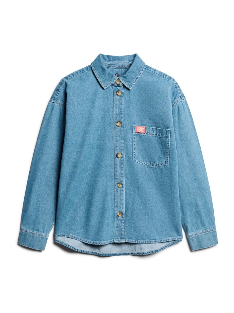 Superdry Blue 100% Cotton Denim Overshirt - Image 6 of 7