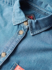 Superdry Blue 100% Cotton Denim Overshirt - Image 7 of 7