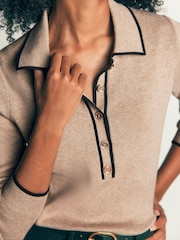 Boden Natural Liz Henley Jumper - Image 2 of 6