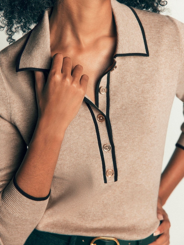 Boden Natural Liz Henley Jumper - Image 2 of 6 Boden Natural Liz Henley Jumper - Image 2 of 6