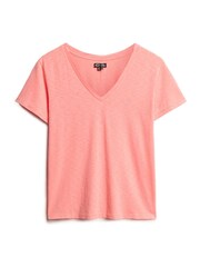 Superdry Peach Amber Pink Studios Slub Emb Vee 100% Cotton T-Shirt - Image 4 of 5