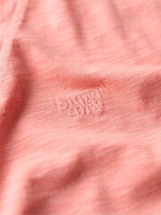 Superdry Peach Amber Pink Studios Slub Emb Vee 100% Cotton T-Shirt - Image 5 of 5