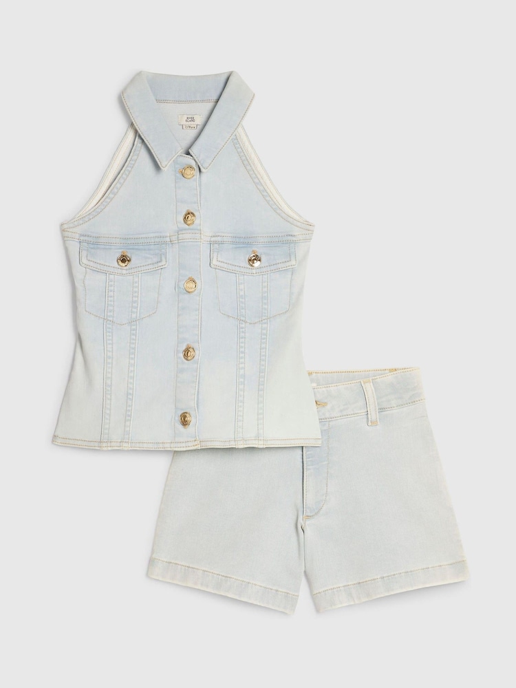 River Island Blue Waistcoat & Shorts Set - Image 1 of 5 River Island Blue Waistcoat & Shorts Set - Image 1 of 5