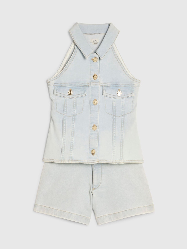 River Island Blue Waistcoat & Shorts Set - Image 2 of 5 River Island Blue Waistcoat & Shorts Set - Image 2 of 5