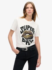 Superdry Off White Lo-Fi Punk Poster Relaxed 100% Cotton T-Shirt - Image 1 of 7