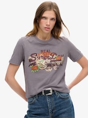 Superdry Rock Dark Grey 100% Cotton Tokyo VL Graphic Relaxed T-Shirt - Image 1 of 5