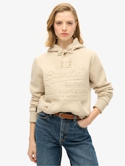 Superdry Pelican Beige Marl Embossed Vl Graphic Hoodie - Image 1 of 8