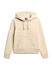 Superdry Pelican Beige Marl Embossed Vl Graphic Hoodie - Image 8 of 8