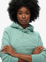 Superdry Sage Green Marl Embossed Vl Graphic Hoodie - Image 3 of 6