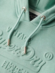 Superdry Sage Green Marl Embossed Vl Graphic Hoodie - Image 6 of 6