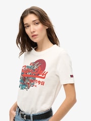 Superdry Winter White 100% Cotton Tokyo VL Graphic Relaxed T-Shirt - Image 3 of 6