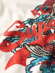 Superdry Winter White 100% Cotton Tokyo VL Graphic Relaxed T-Shirt - Image 6 of 6