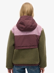 Gebrannte Olive - Superdry Fleecejacke mit Kapuze - Bild 2 von 7