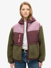 Gebrannte Olive - Superdry Fleecejacke mit Kapuze - Bild 3 von 7