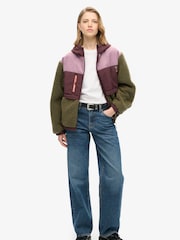 Gebrannte Olive - Superdry Fleecejacke mit Kapuze - Bild 4 von 7